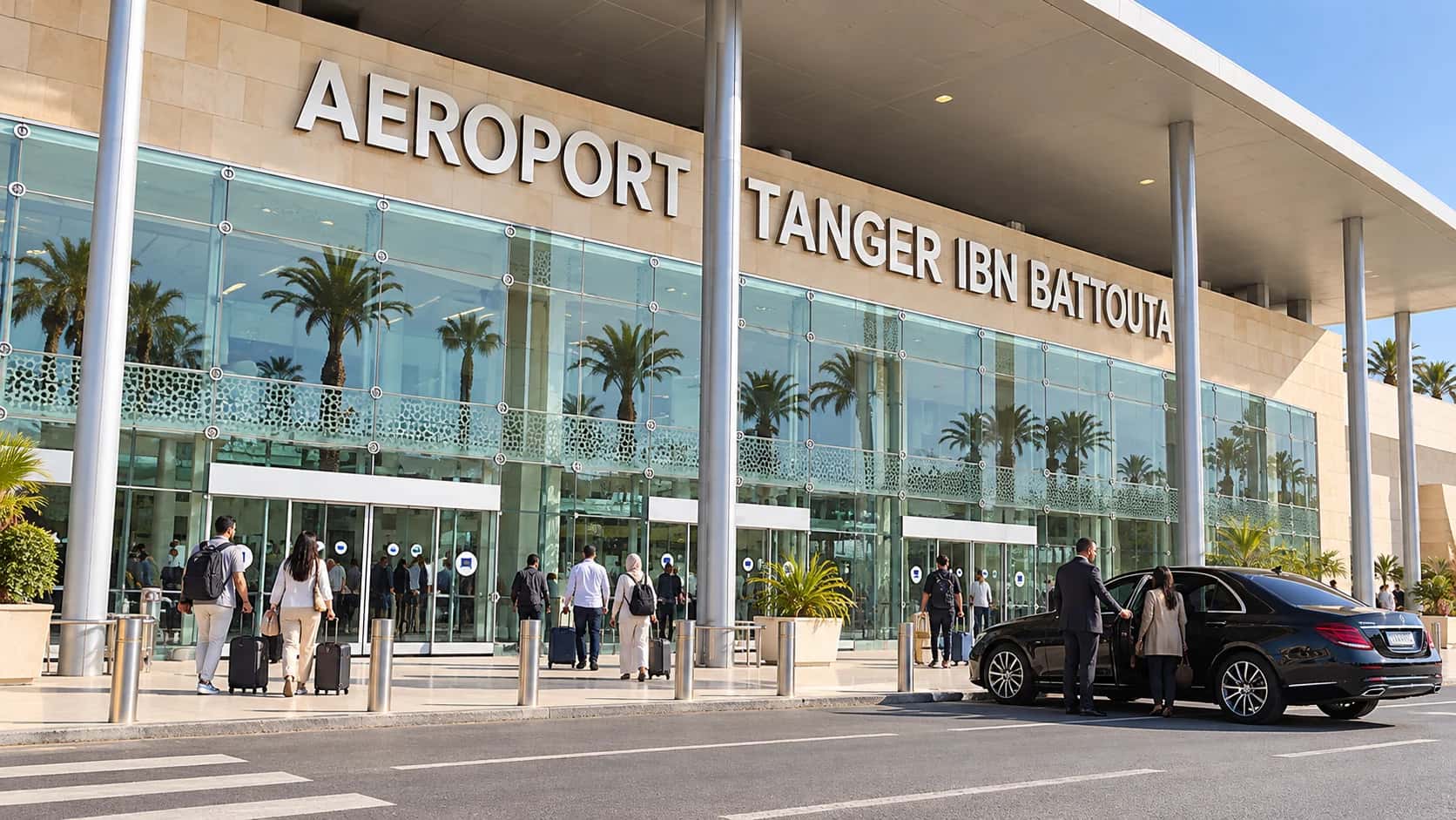 Private transfer vehicle ready for arrivals at Tangier Airport